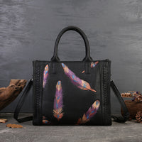 Vintage Small Square Bag For Women Made Of Full-Grain Cowhide Leather