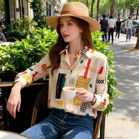 Casual And Versatile Fashionable Women's Long-sleeve Button-up Shirt
