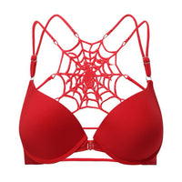 Buckled Front And Shaped Back Spider Web Bra Halter Lace Pure Sexy