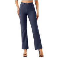 Elastic Waist Work Office Straight-leg Trousers