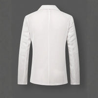 Mens Solid Color Loose Fit White Suit Casual Jacket