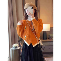 Embroidered Flower Sweater Coat For Women