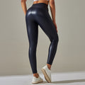 Women's Fashion PU Leather High Waist Tight Yoga Pants