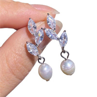 INS Style Hot Personalized Brass 18K Gold Plated Leaf Pearl Pendant