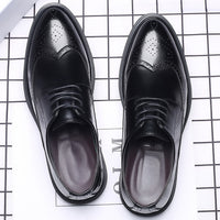 New Men's Brogue Leather Business Casual British Formal Leather Shoes