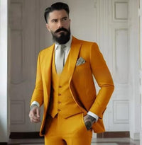 Men's Slim Fit Solid Color Business Suit Set
