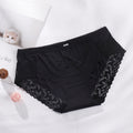 The New Ladies Ice Silk Non-sense Underwear Lace Thin Section Breathable Cotton Bottom Crotch Mid-waist Briefs