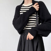 Knitted Cardigan Coat Female Batwing Sleeve Sweater Short Temperamental