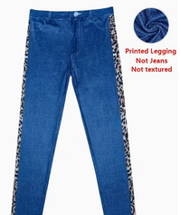 Ladies' Faux Denim Print Skinny Leggings All-season Comfort Fit