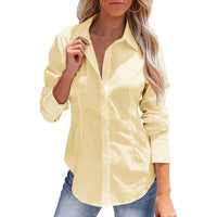 Women's Button-Down Shirt Long Sleeve Solid Color Versatile Office