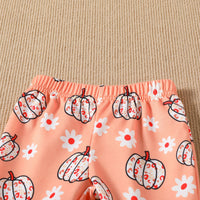 Long Sleeve Sweater Pumpkin Print Bell-bottom Pants Children's Suit