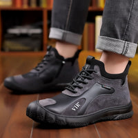 Winter Fleece-lined Thick High Waist Casual Cotton-padded Shoes Men's Hiking Shoes