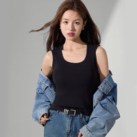 Outerwear Sleeveless Base Layer Tencel Cool-Feel Wide-Shoulder Tank Top
