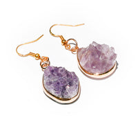 Womens Earrings With Natural Crystal And Agate Geode Pendants From Europe And The US