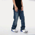 Street Vintage Washed And Whitened Old Ink Splash Jeans