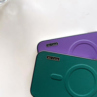 Plain Leather Phone Case Magnetic Suction Contrast Color Protective Cover