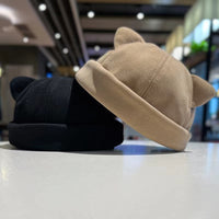 Female Solid Color Cat Ear Japanese Style Personalized Versatile Hat