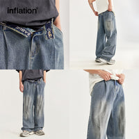Personalized Straight Men's Clothing Brushed Distressed High Waist Jeans
