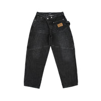 Retro Heavy Washed Oblique Placket Pocket Design Cargo Jeans