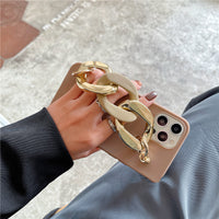 Retro Temperament Brown Buckle Chain Phone Case