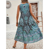 European And American-style Casual Printed Maxi Dress