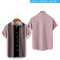 Summer Stripes Floral 3D Printed Short Sleeve Fashion Polo Collar Men's Pocket Shirt