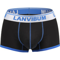 Mid-waist Lycra Cotton Big Bag Contrast Color Men's Boxers