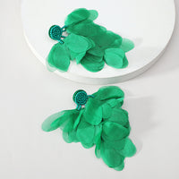 Lightweight Fluffy Chiffon Flower Multi-Layer Tassel Earrings For Women Handmade Bohemian Jewelry For Beach Vacation Summer Party