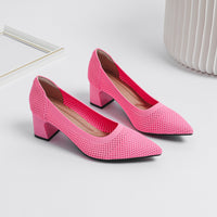 Women's Summer Casual Pointed Toe Chunky Heel Hollow Sandals