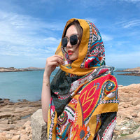 Multicolored Flower Pattern Shawl Sun-proof Scarf Mask