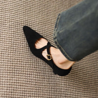 Womens Elegant Mid-heel Stiletto-pointed-toe Low-cut Mary Jane Shoes