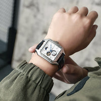 Flywheel Waterproof Hollow Out Trendy Men's Square Automatic Mechanical Watch
