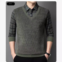 Men's Fleece-lined Thickened Knitting Sweater Bottoming Shirt