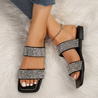 Women's Flat Plus Size Slippers Rhinestone
