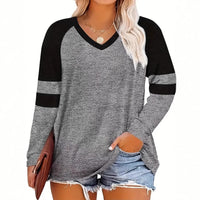 Female Casual V-neck Digital Printing Loose Oversized Long Sleeves