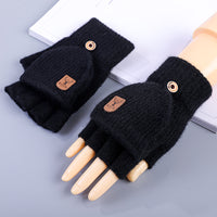 Men's Half Finger Gloves Winter Knitted Wool Fingerless