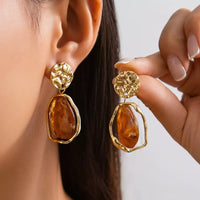 Autumn Winter Retro Maillard Irregular Geometric Earrings