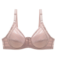 Striped Plus Size Bra Push Up Thin Breathable Bra