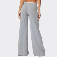 Women's Drawstring Drapey Loose Lace-trimmed Trousers