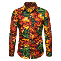Men's Long-sleeved Shirt Ethnic Print Slim Fit