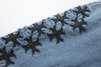 European And American High Street Leather Denim Shorts
