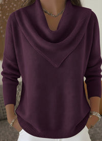 Womens Solid-color Long-sleeve Sweater Top