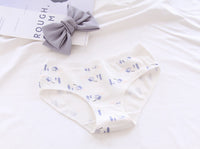 Cartoon Print Mid-waist Girls Cotton Triangle Bottom