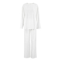 Comfortable Knitted Pajama Set With Long Sleeves And Long Pants