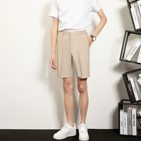 Men's Slim-fit Casual White Straight-leg Shorts