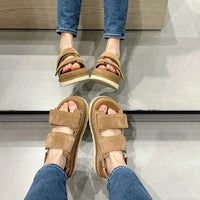 Women's Plus Size Peep Toe Suede Platform Sandals