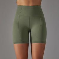 Women's Fashion Seamless Solid Color High Waisted Shorts