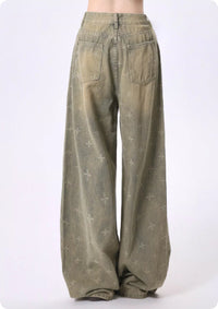 Retro Washed Denim Jeans Fleece Lining Autumn And Winter