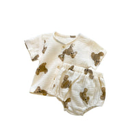 Bear Printed Baby Two Pieces Blouse And Pants