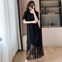 Womens Casual Slim-Fit Lace Short-Sleeve Dress